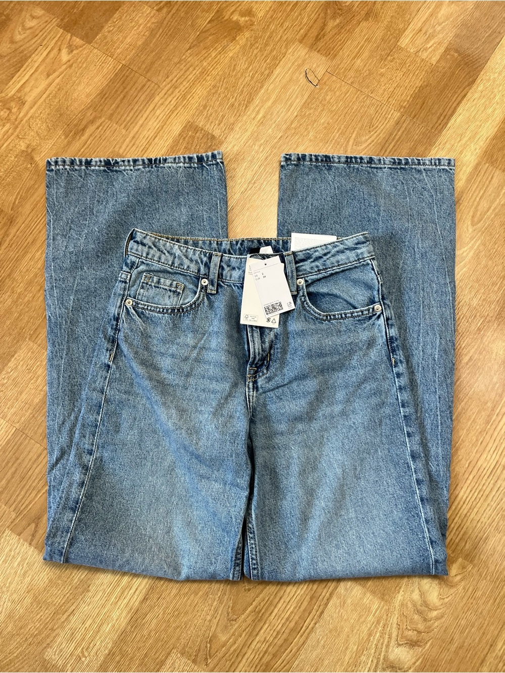 H&M Women's Flared Wide-Leg Jeans - Light Blue Denim